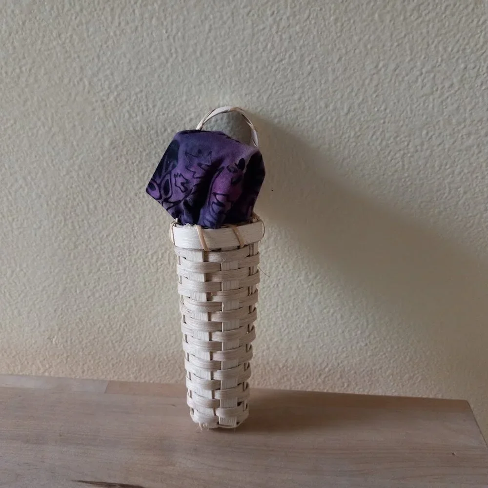 Ear of corn reed and cane handwoven basket